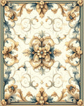Vintage Floral Acanthus Leaf Scroll Design Rug