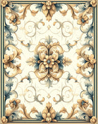 Vintage Floral Acanthus Leaf Scroll Design Rug