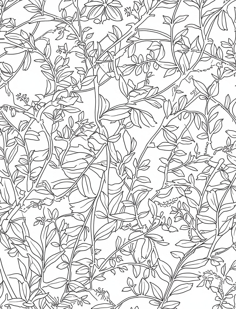 Vine Intertwined Botanical Outline Rug