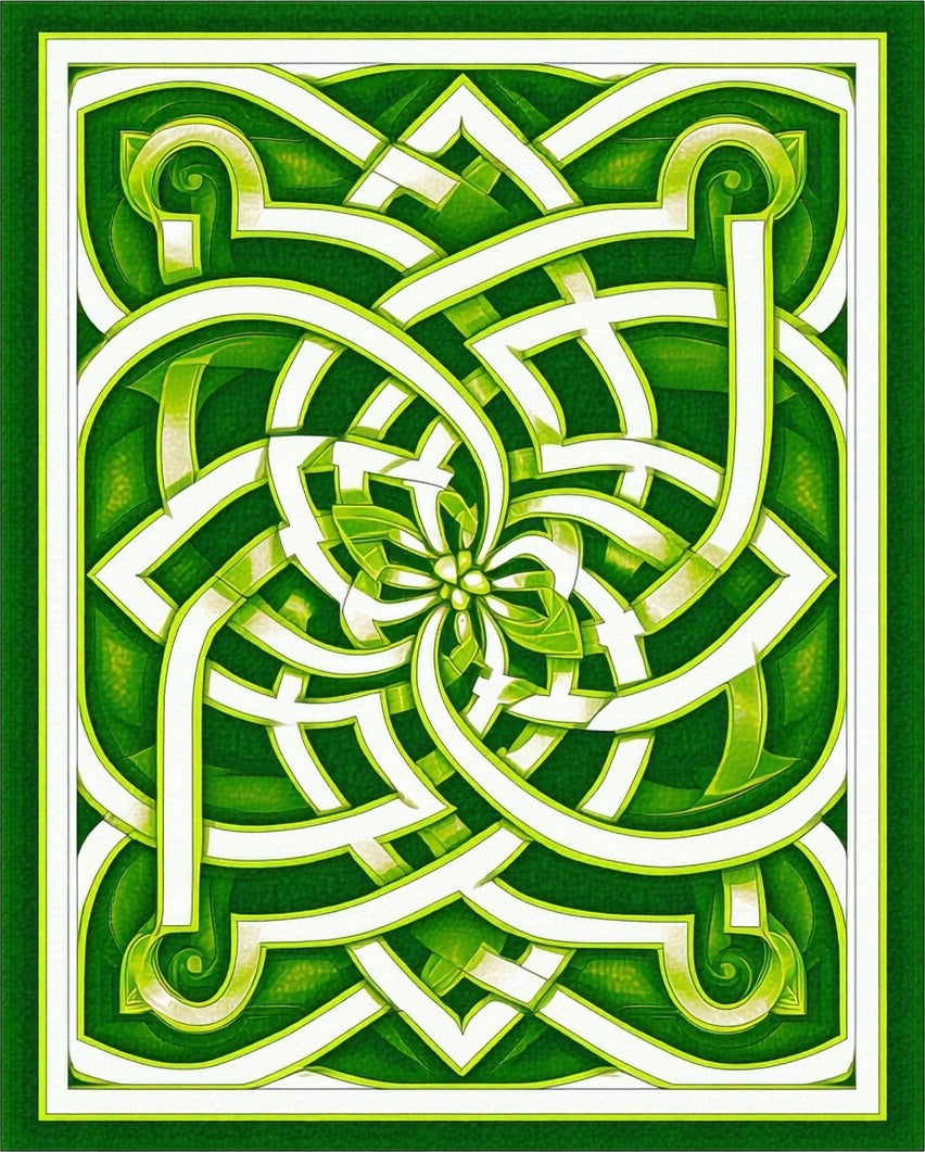 Intricate Green Knotwork Pattern Rug