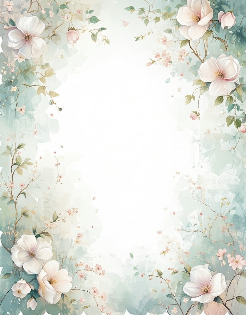 Soft Floral Watercolor Sprigs Design Rug