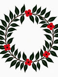 Red Floral Green Leaf Wreath Accent Rug
