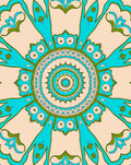 Aqua Teal Floral Sunburst Mandala Rug