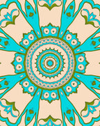 Aqua Teal Floral Sunburst Mandala Rug