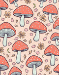 Whimsical Woodland Mushroom Flower Pattern Rug