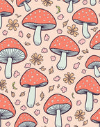 Whimsical Woodland Mushroom Flower Pattern Rug