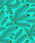 Aqua Peacock Feather Pattern Rug
