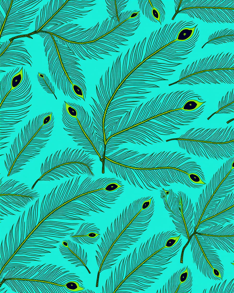 Aqua Peacock Feather Pattern Rug