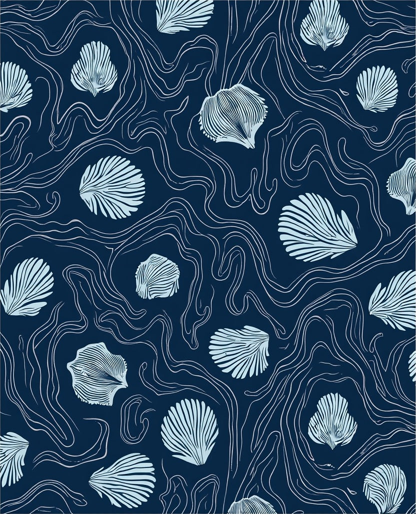Seashell Wavy Line Pattern Design Rug