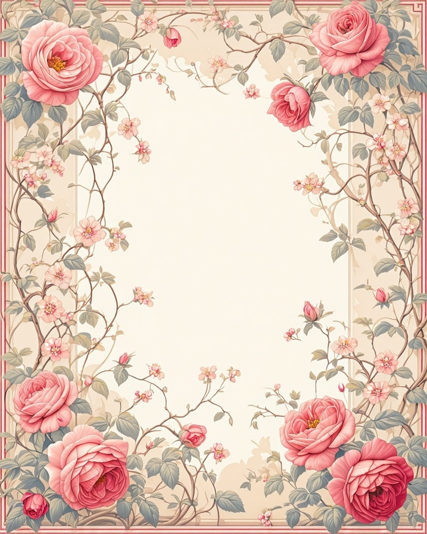 Vintage Garden Rose Floral Pattern Rug