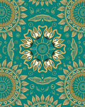 Mandala Floral Patterned Teal Rug