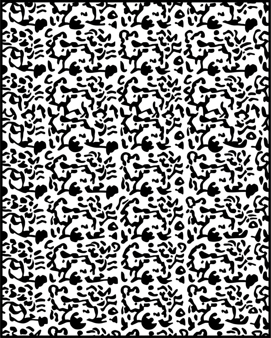 Abstract Organic Black White Pattern Rug