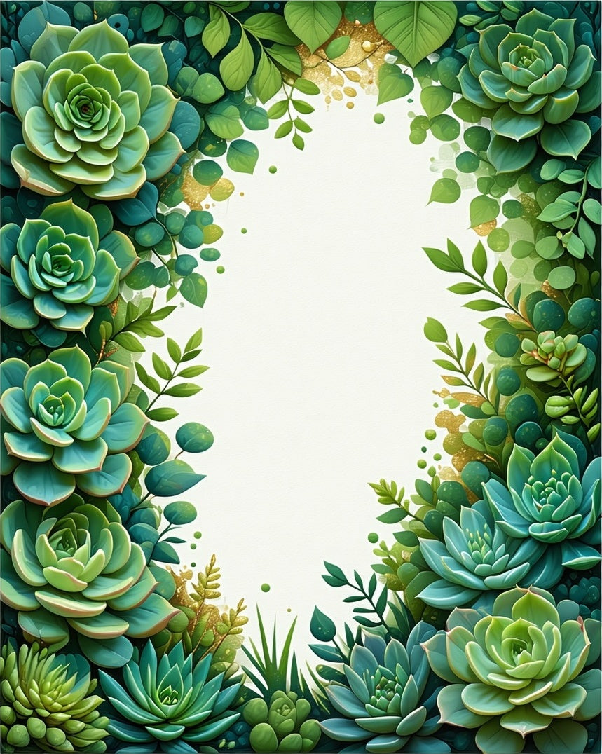 Green Succulent Leaf Botanical Design Rug