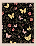 Whimsical Butterfly Floral Scroll Design Rug
