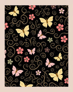 Whimsical Butterfly Floral Scroll Design Rug