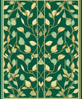 Art Nouveau Emerald Leaf Vine Pattern Rug