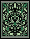 Emerald Green Floral Art Nouveau Rug