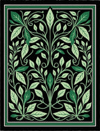 Emerald Green Floral Art Nouveau Rug