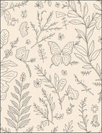 Botanical Butterfly Sketch Pattern Design Rug