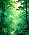 Lush Forest Scene With Vibrant Greenery Rug