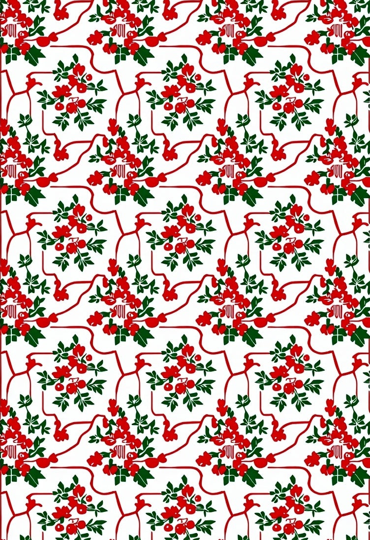 Crimson Berry Floral Vine Rug