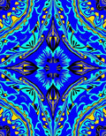 Royal Blue Yellow Teal Abstract Medallion Rug