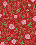 Red Floral Botanical Outline Design Rug