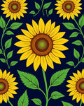 Bold Yellow Sunflower Botanical Pattern Rug
