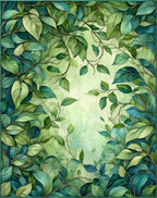 Lush Green Leafy Vine Design Rug