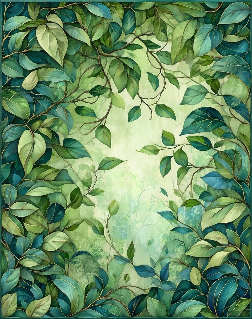 Lush Green Leafy Vine Design Rug