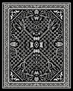 Intricate Black White Mandala Pattern Rug