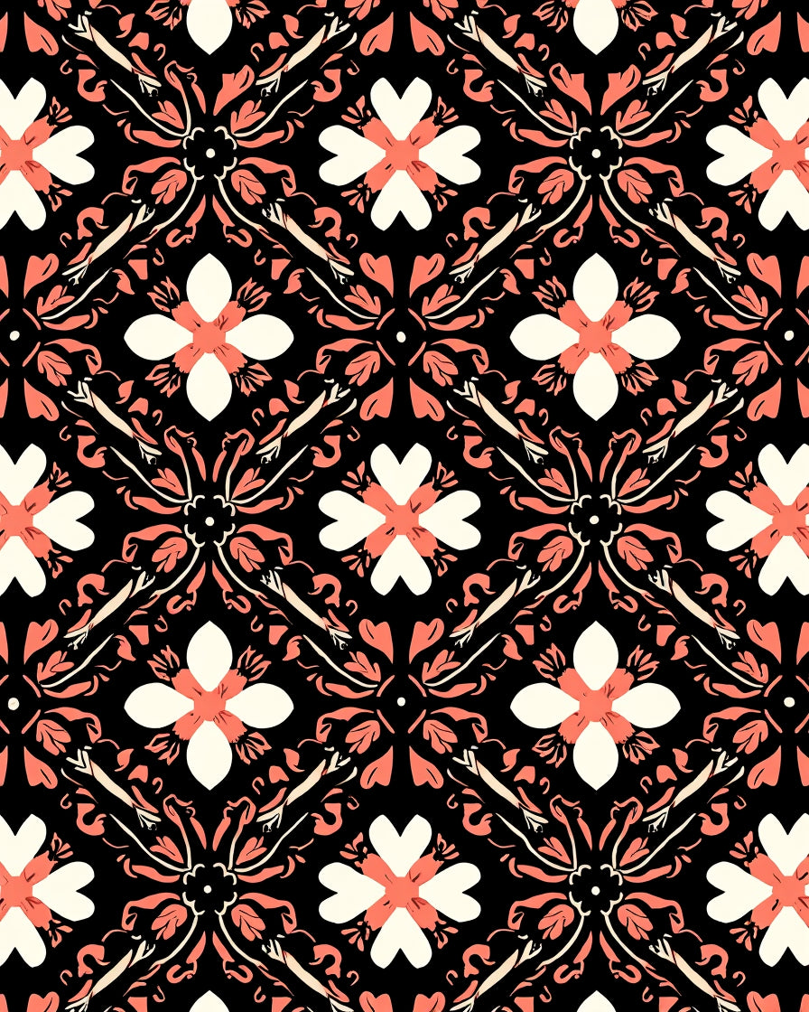 Coral And Ivory Floral Medallion Design Rug