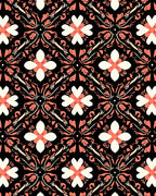 Coral And Ivory Floral Medallion Design Rug