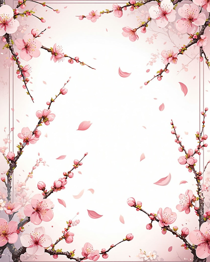 Pink Blossom Branches And Falling Petals Rug