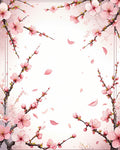 Pink Blossom Branches And Falling Petals Rug