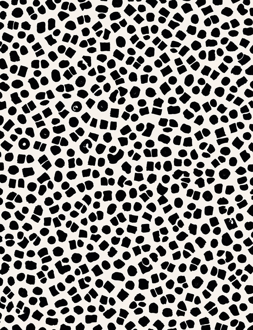 Abstract Black White Scattered Shapes Rug