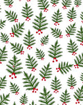 Whimsical Green Fir Sprigs Red Berries Rug