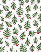 Whimsical Green Fir Sprigs Red Berries Rug