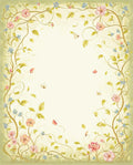 Whimsical Floral Vine Butterfly Pattern Rug