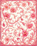 Gilded Pink Floral Vine Pattern Rug