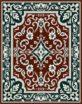 Ornate Floral Scrollwork Square Pattern Rug