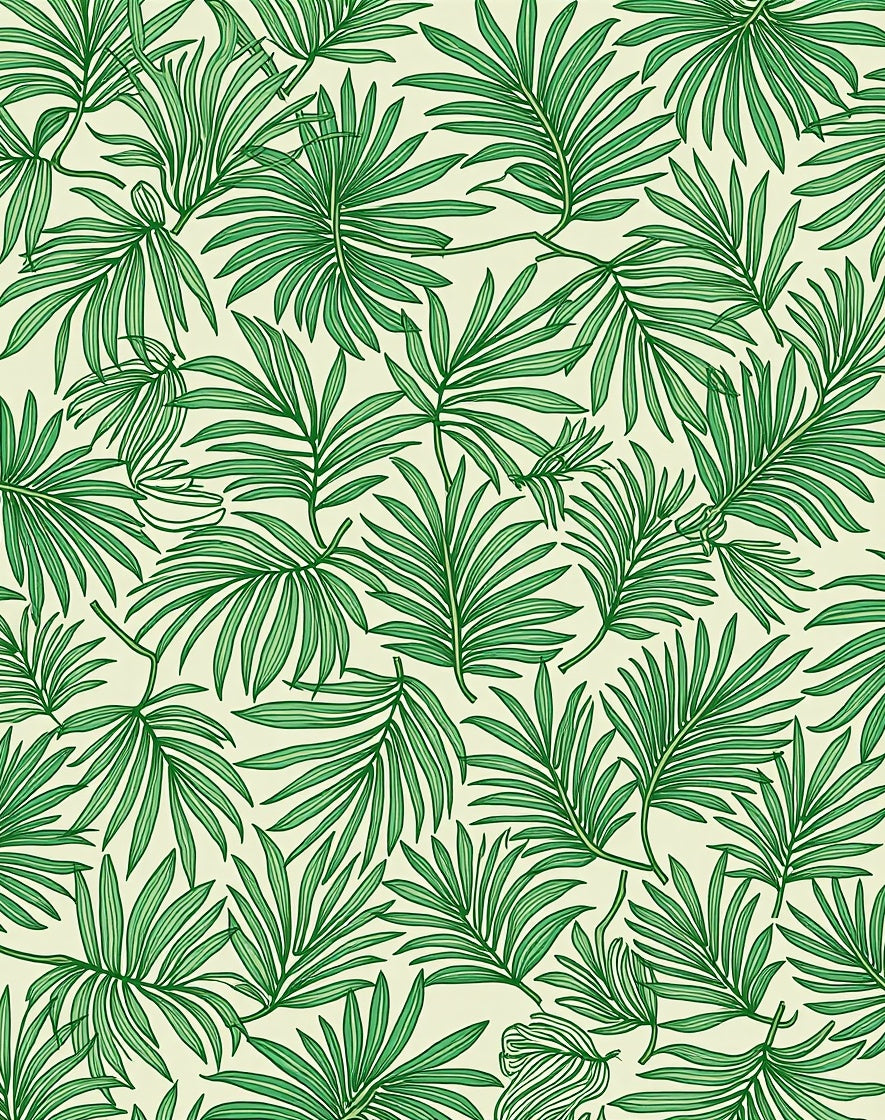 Green Tropical Leaf Pattern Rug