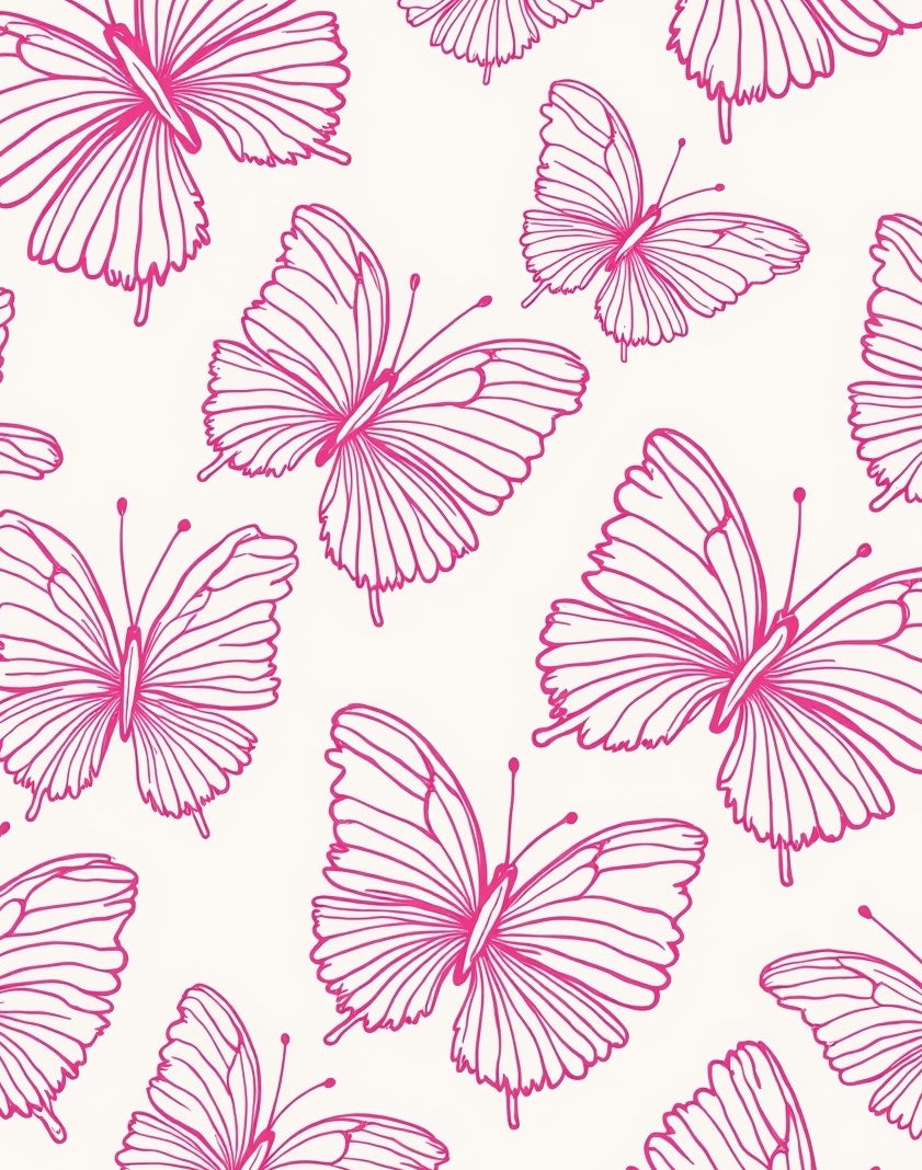 Bright Pink Butterfly Pattern Rug