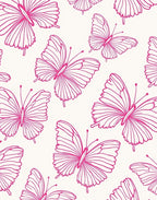Bright Pink Butterfly Pattern Rug