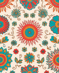 Retro Floral Sunburst Pattern Rug