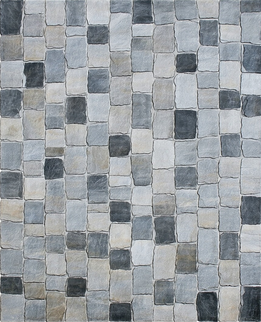 Stone Cobble Patterned Gray Rug
