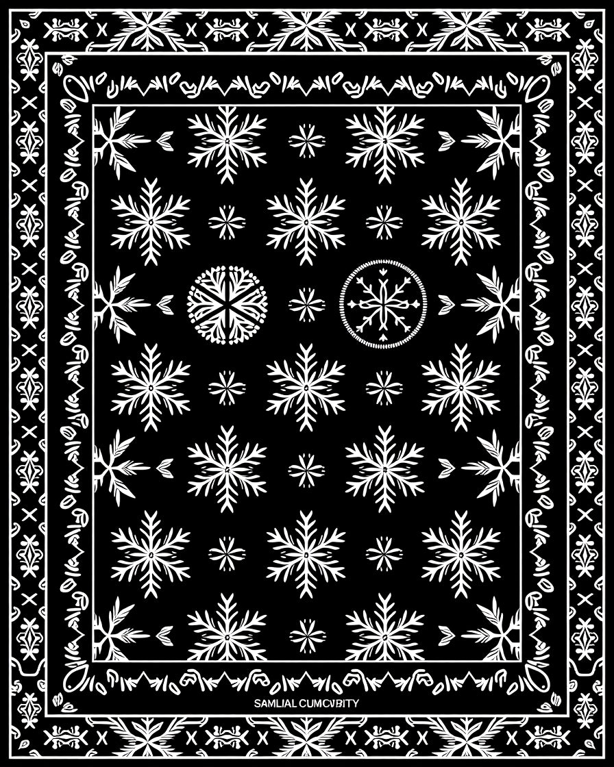 Black White Snowflake Garden Border Rug