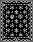 Black White Snowflake Garden Border Rug