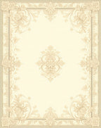 Neutral Floral Damask Scroll Pattern Rug