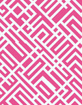 Vibrant Pink White Geometric Maze Rug